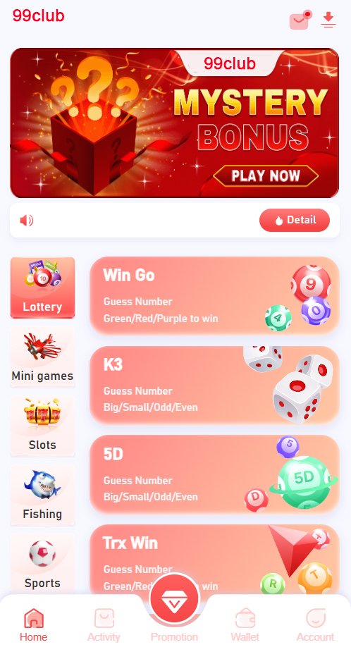 Online lottery app interface in India